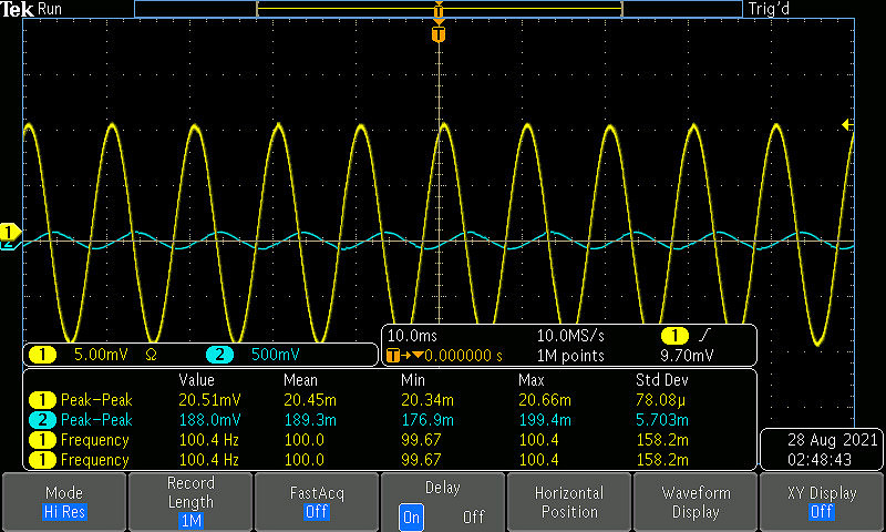 Figure 3 - 1kHz sine wave with 10mV amplitude 